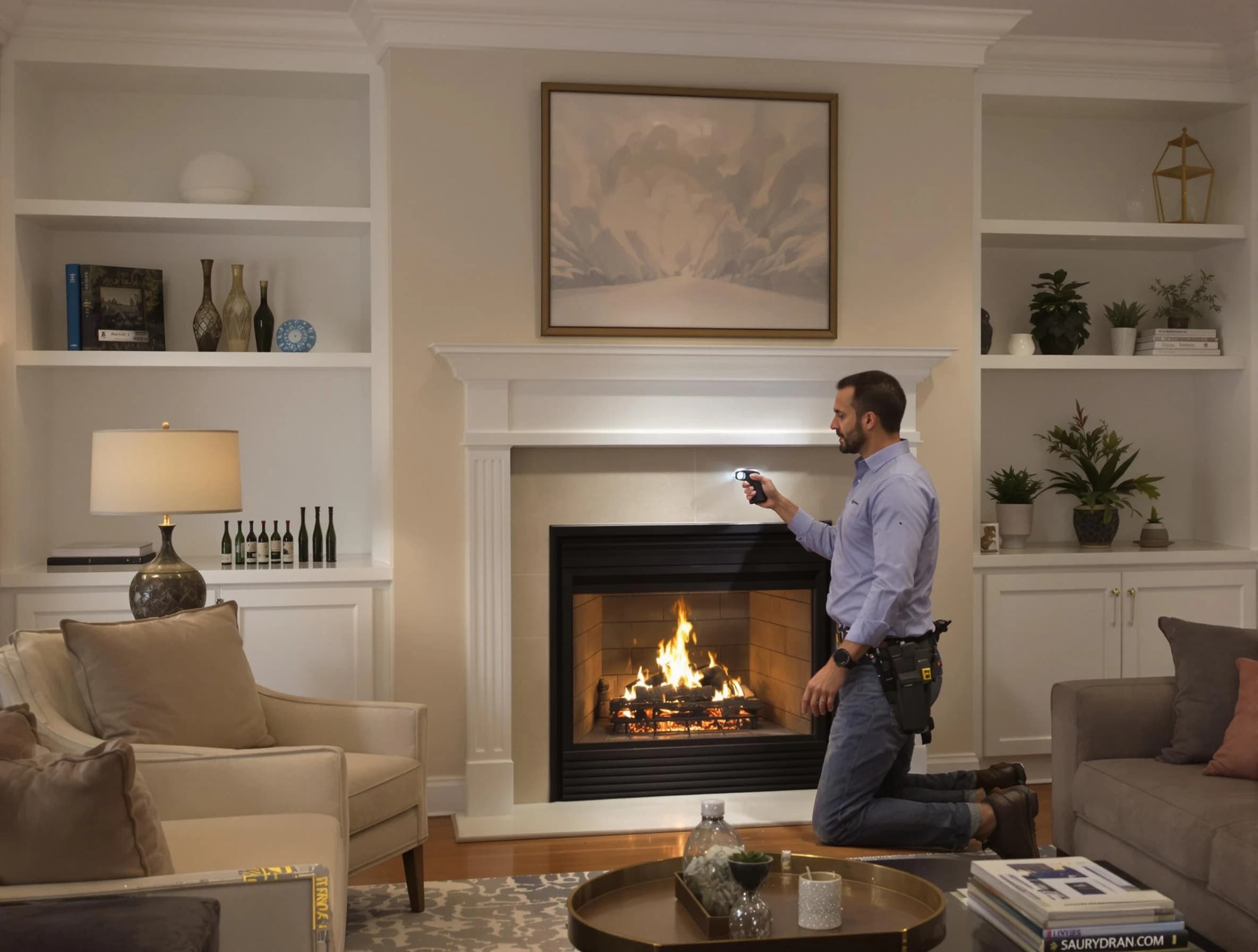 Fair Lawn Chimney Sweep conducting a fireplace safety inspection in Fair Lawn, NJ