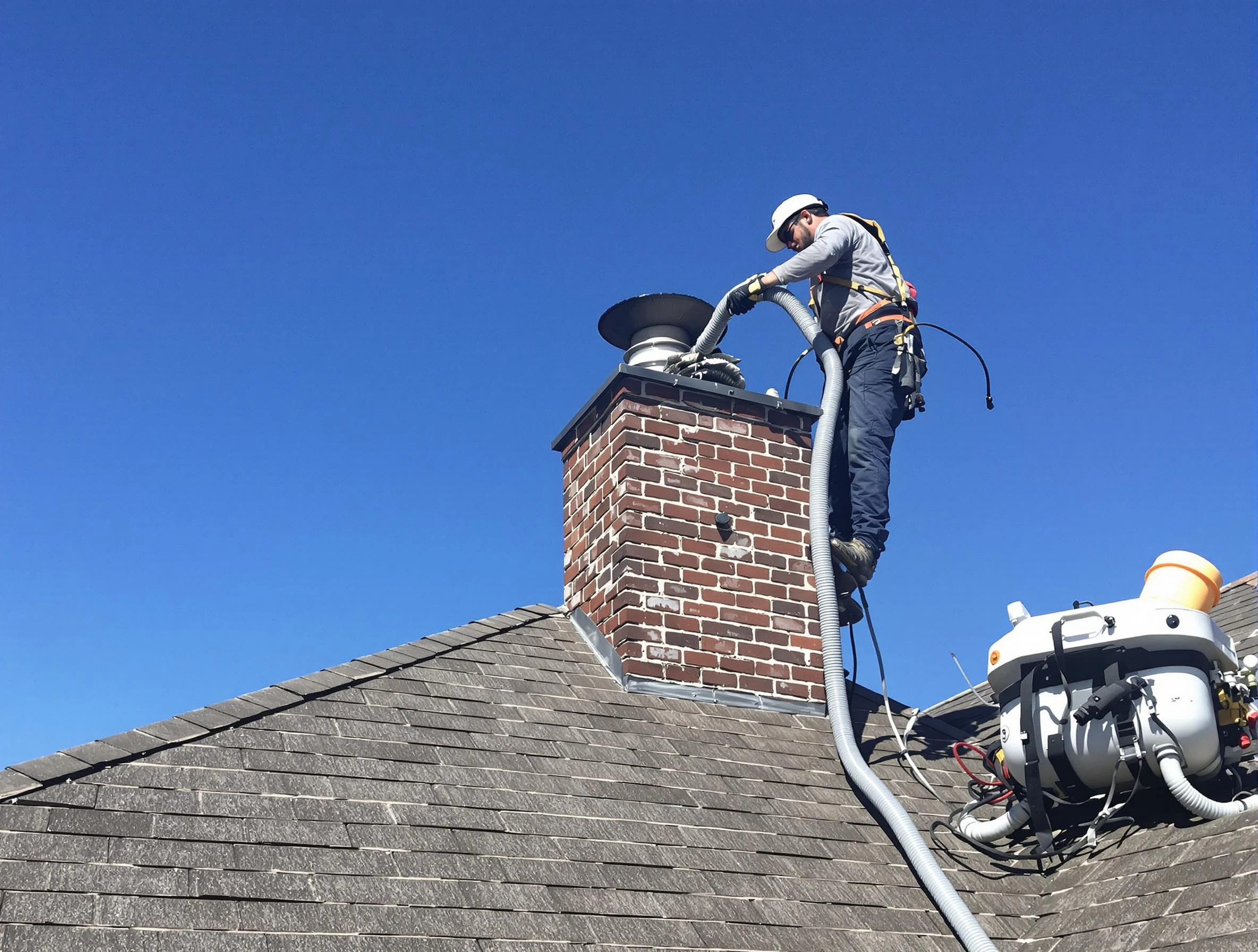 Dedicated Fair Lawn Chimney Sweep team member cleaning a chimney in Fair Lawn, NJ