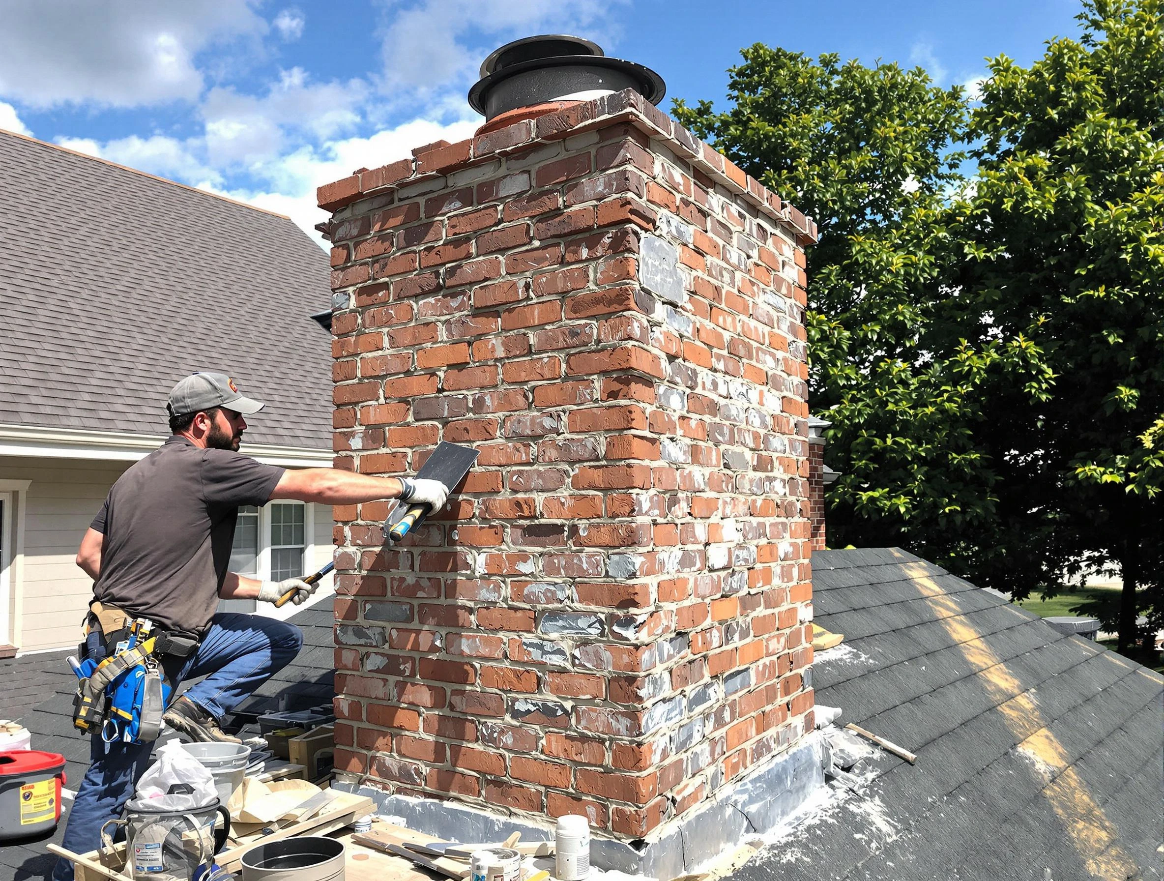 Completed chimney rebuild by Fair Lawn Chimney Sweep in Fair Lawn, NJ