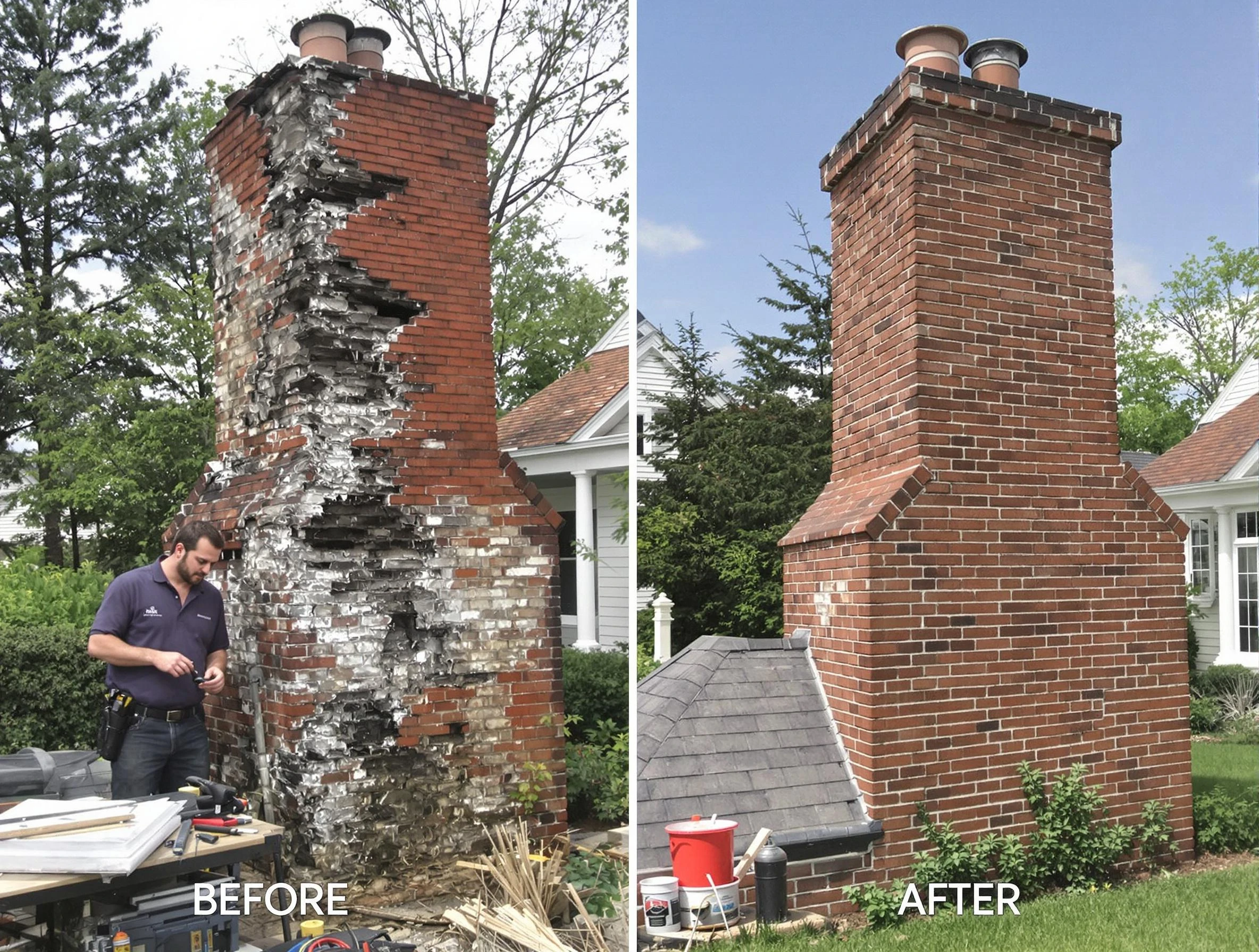 Fair Lawn Chimney Sweep performing a full chimney restoration in Fair Lawn, NJ