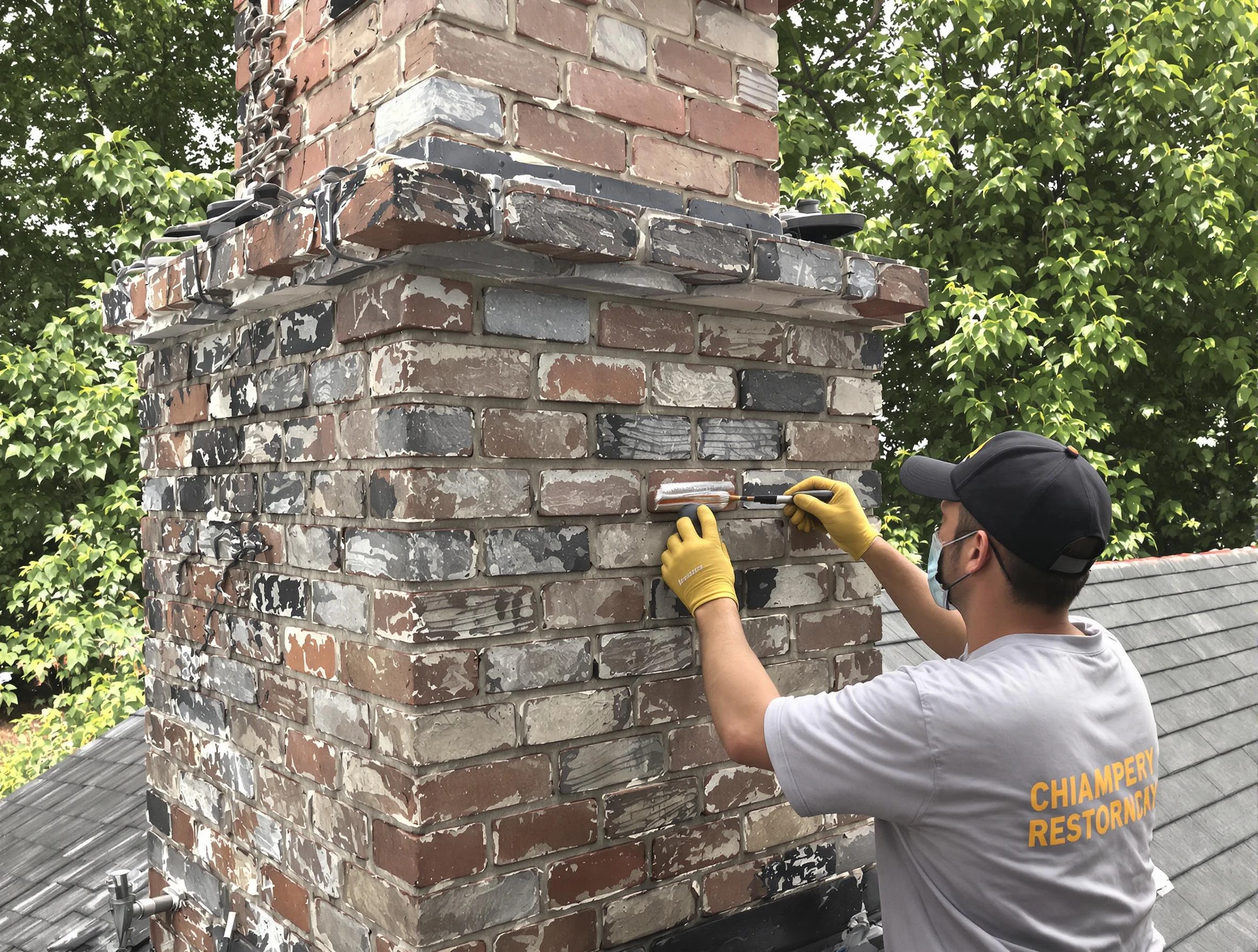 In-progress chimney restoration by Fair Lawn Chimney Sweep in Fair Lawn, NJ