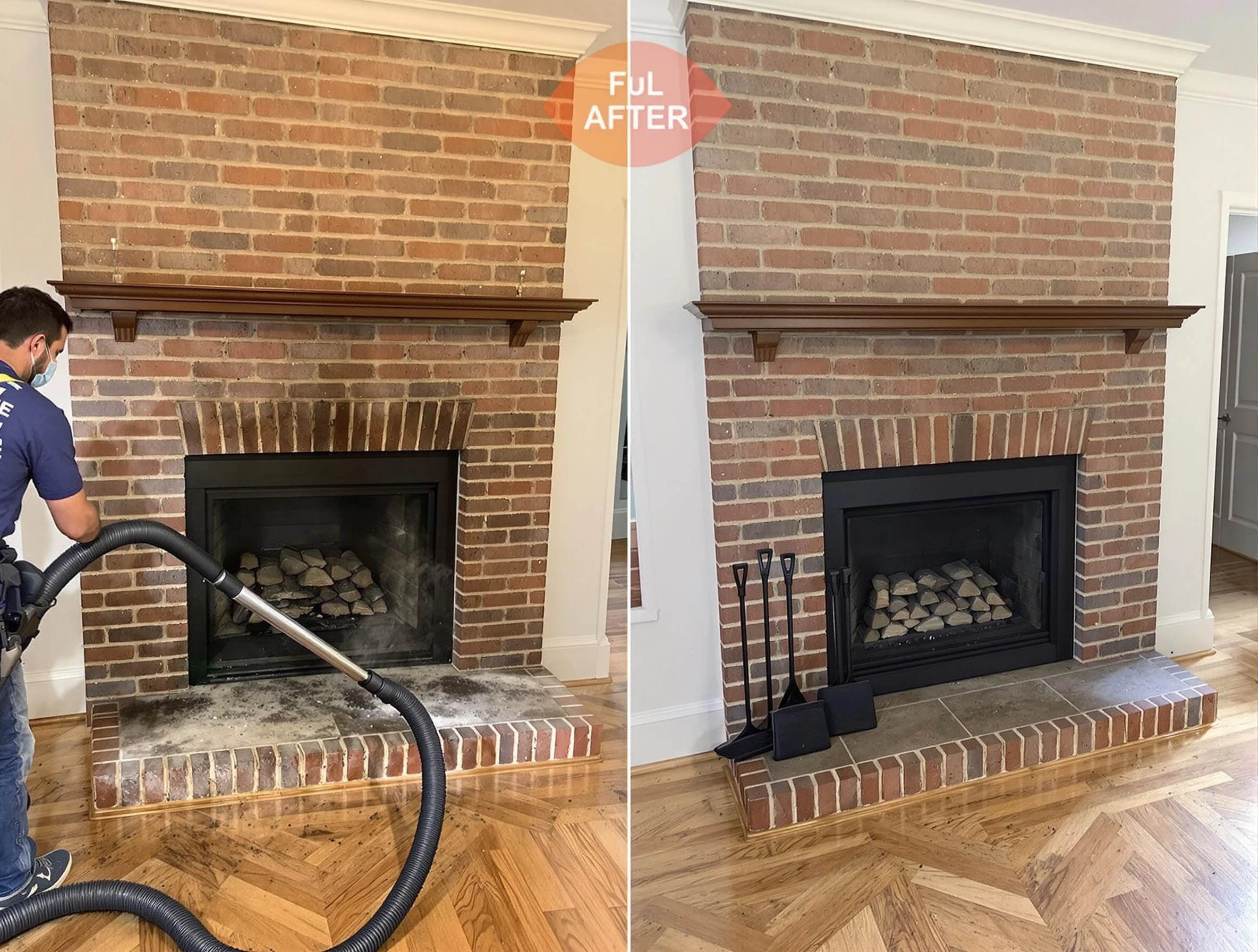 Fair Lawn Chimney Sweep carefully sanitizing a fireplace in Fair Lawn, NJ