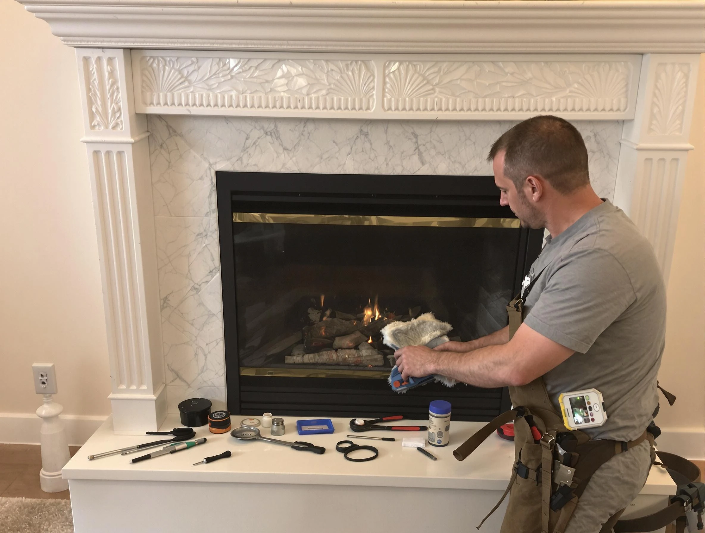 Fair Lawn Chimney Sweep performing fireplace maintenance in Fair Lawn, NJ